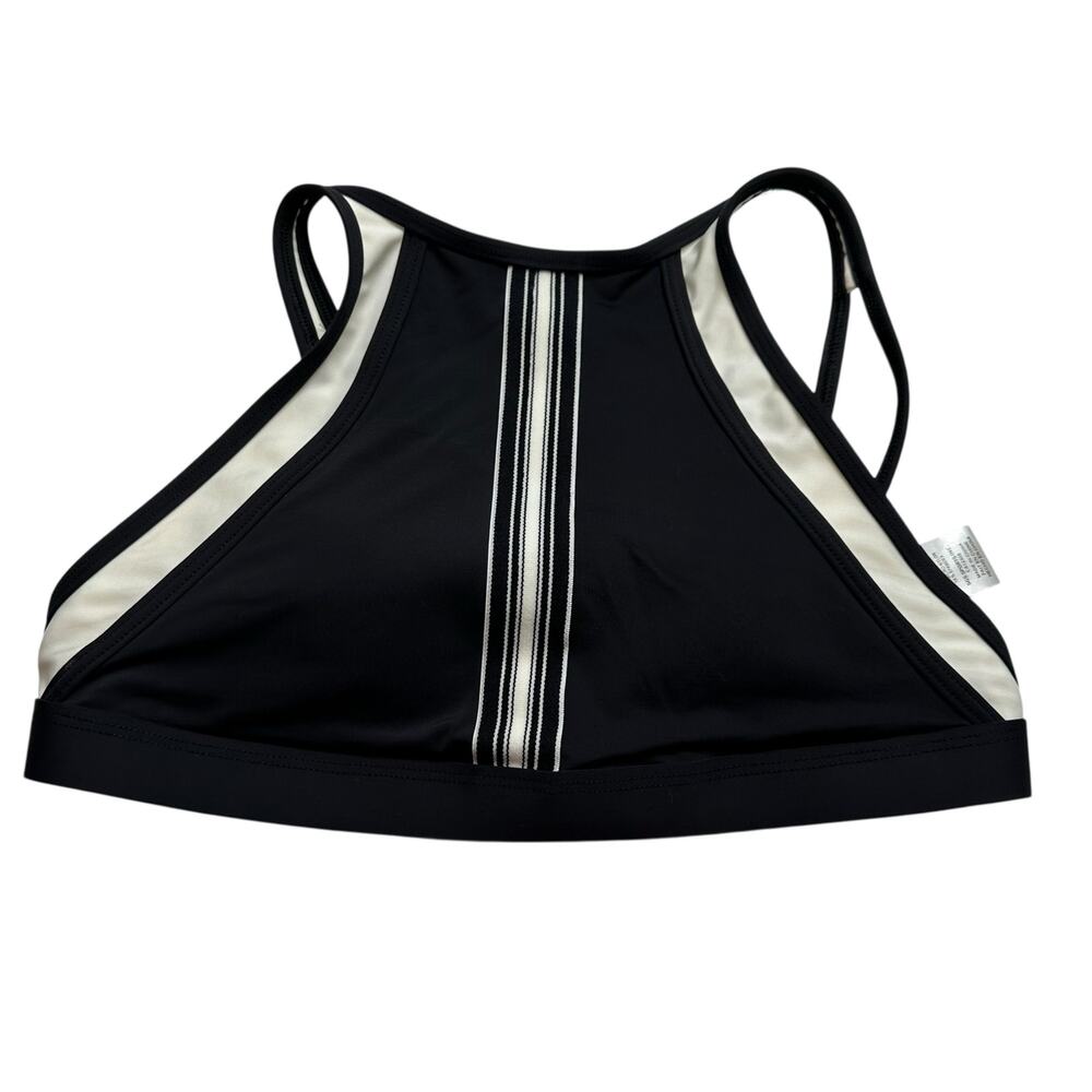 SKYE Exuma Mercedes High Neck Crop Bikini Top Women's Size Small Black Cream